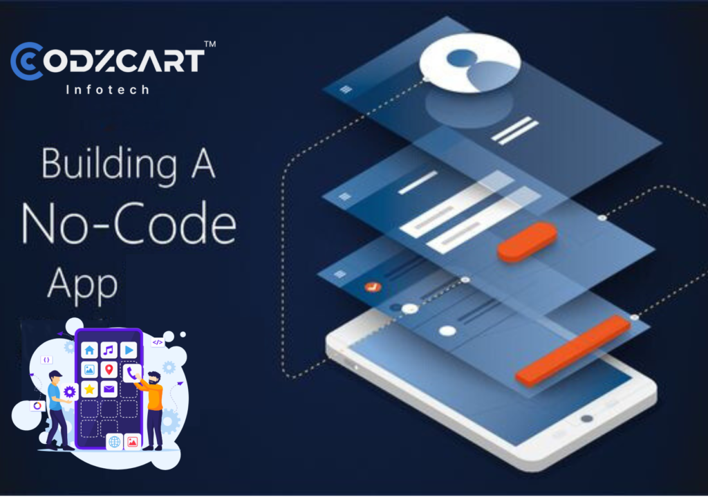  Image of a no-code app under construction, illustrating the Rise of No-Code and Low-Code Development Platforms: Enabling a New Generation of Innovators.